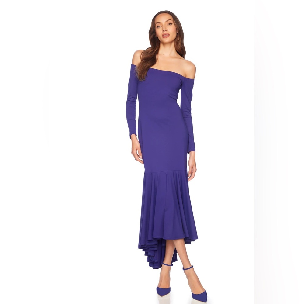 Susanna Monaco Elegant Purple Off-Shoulder Dress High Low size Small